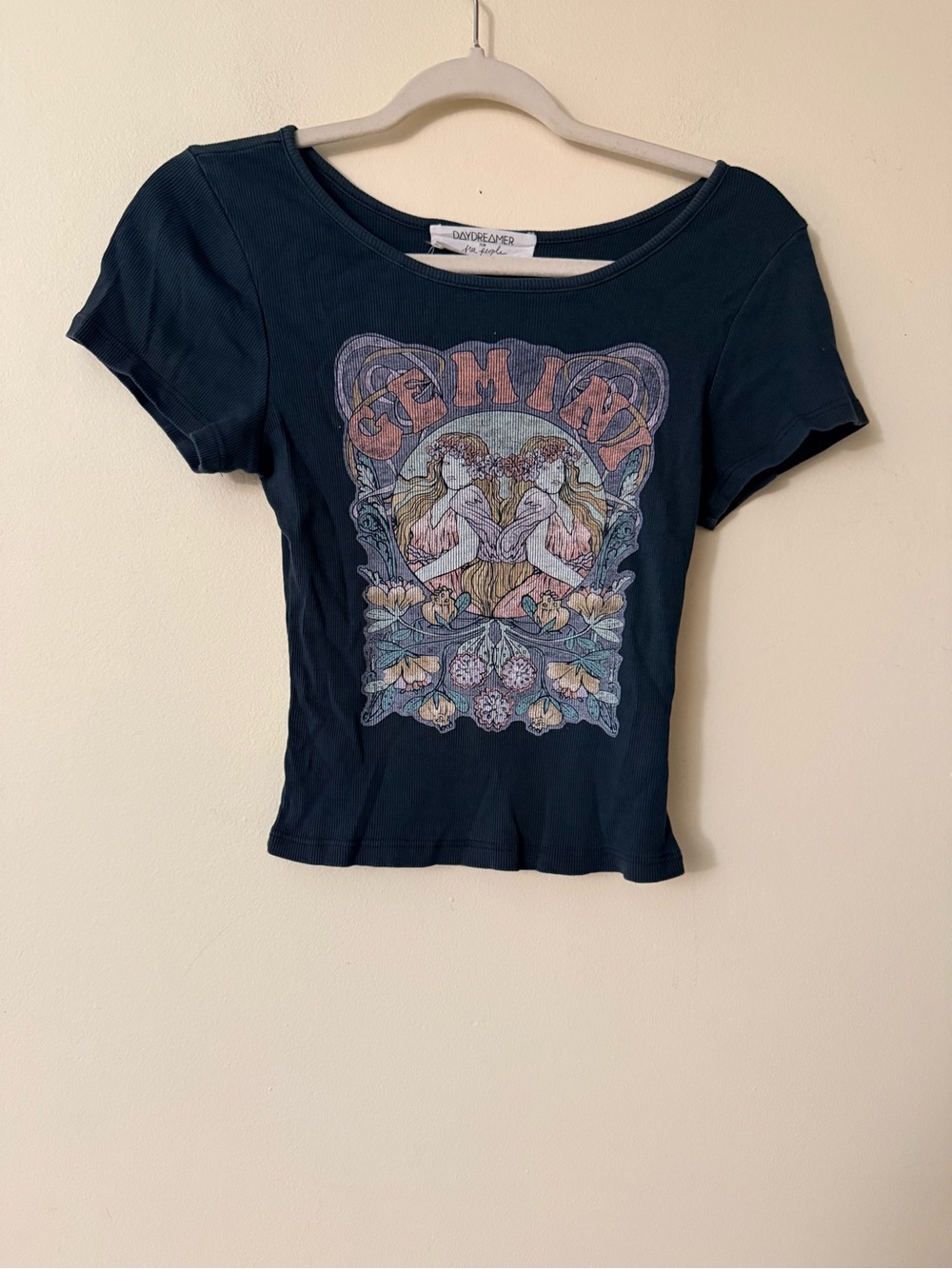 Daydreamer for Free People Horoscope Gemini Graphic Ribbed Baby Tee, size M